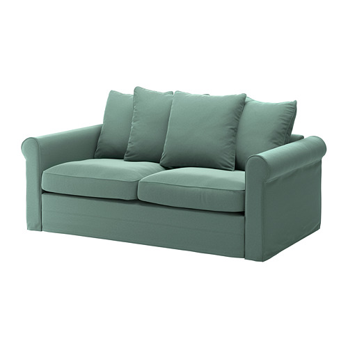BÅRSLÖV 3-seat sleeper sofa with chaise, Tibbleby light gray-turquoise -  IKEA