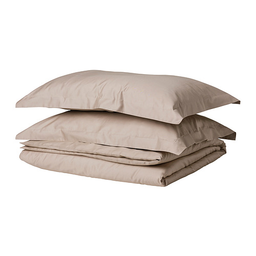 SPJUTVIAL Duvet cover and 2 pillowcases, light grey/mélange, 240x220/50x80  cm - IKEA