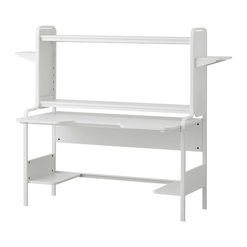 FREDDE gaming desk, white, 140/185x74x146 cm