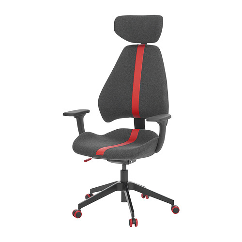 UPPSPEL / STYRSPEL Gaming desk and chair - black grey/red 140x80 cm (55  1/8x31 1/2 )