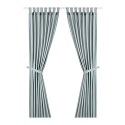 1 pair Ikea LENDA Curtains 2 Panels 100% Cotton w/ Tie-Back 55" x 118" White 