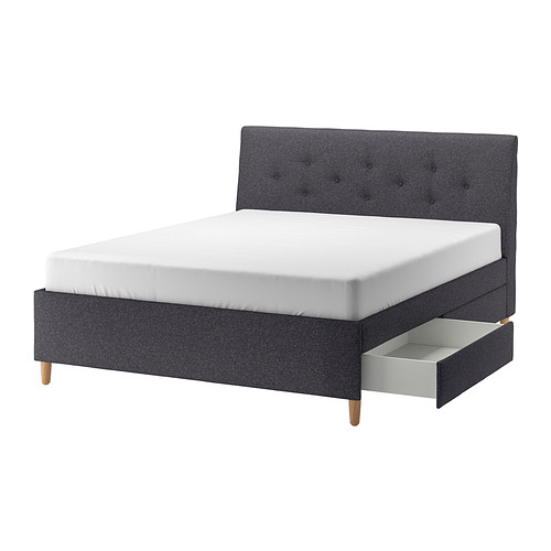 SAGESUND Upholstered bed frame, Diseröd brown/Lönset, 120x200 cm - IKEA