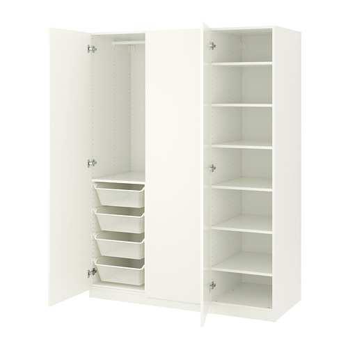 HAUGA open wardrobe with 3 drawers, gray, 70x199 cm (271/2x783/8