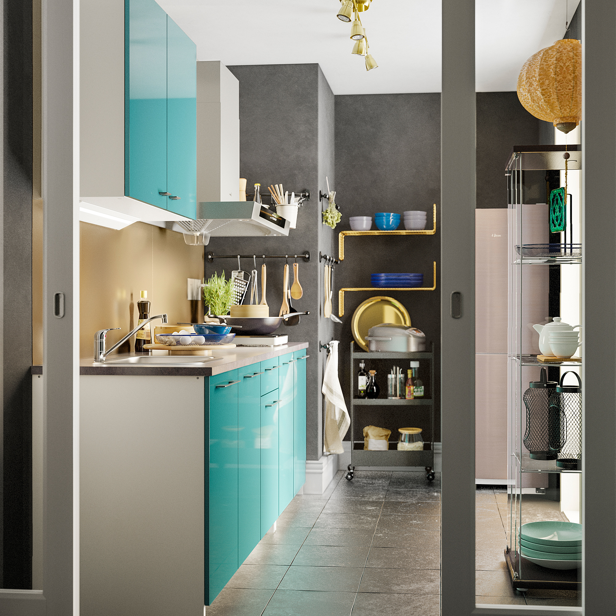 KNOXHULT kitchen  high gloss blue turquoise IKEA  Indonesia