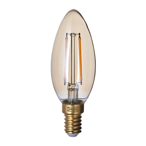 LUNNOM LED bulb E14 210 lumen, dimmable/chandelier brown clear glass