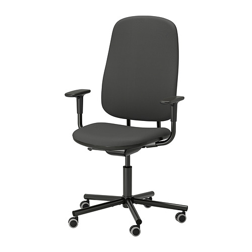 HATTEFJÄLL Office chair with armrests, Smidig black/black - IKEA